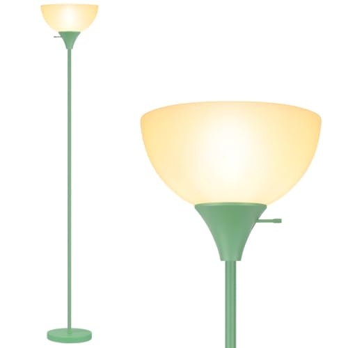 Floor Lamp LED Standing Lamps with White Plastic Shade (Green)