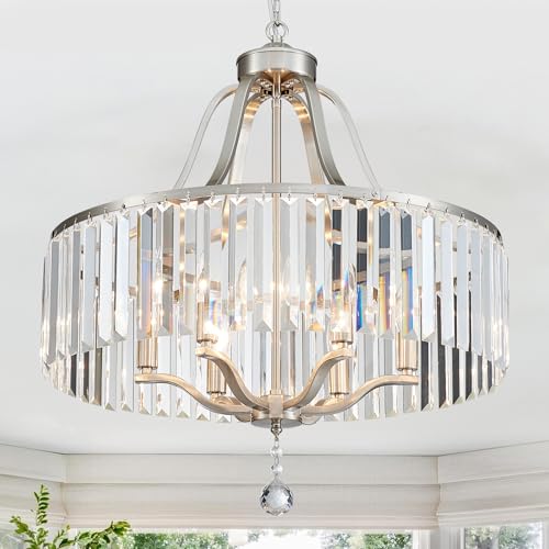 Modern Crystal Chandeliers Round 6 (168-Brushed Nickel)