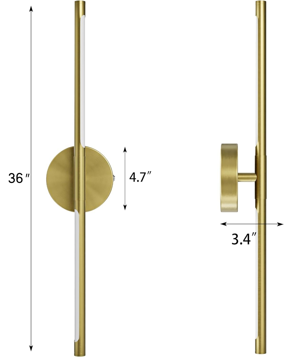 36" Battery Operated Wall Sconce Set of 2 (Gold / 36 Inch (2 Pack))
