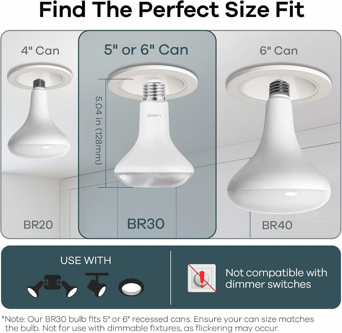 Matter BR30 Smart Light Bulb (Single-zone / 1200lm-6pk)