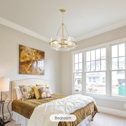 Modern Gold Drum Dining Room Chandeliers (Brushed Gold)