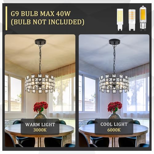Black Crystal Pendant Light (Small Matte Black)