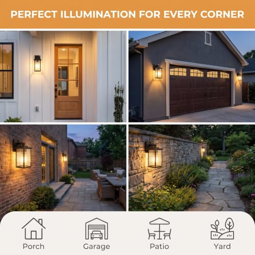 Black Dusk to Dawn Wall Mount Porch Lights (Black / 10.6''-1 Pack)