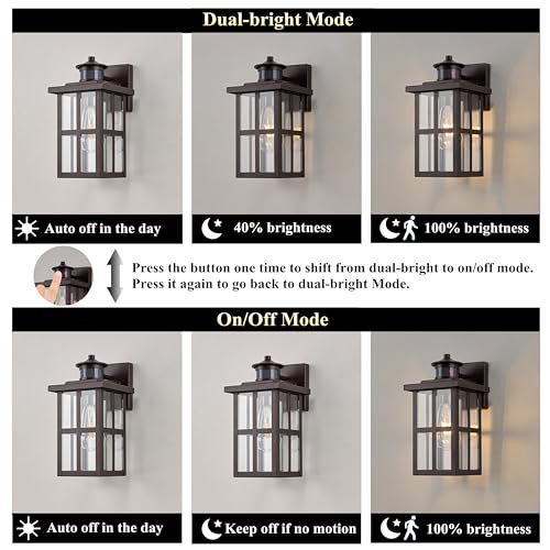 Bronze Motion Sensor Outdoor Wall Light 2 Pack (Bronze / 2 Pack H11.75" Motion)
