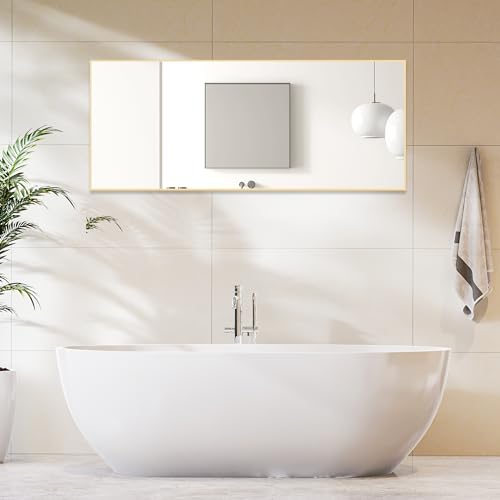 Full Length Mirror 64"x21" Full Body Floor Mirror for Bedroom or Cloakroom (Gold / 64.5"L x 21"W)