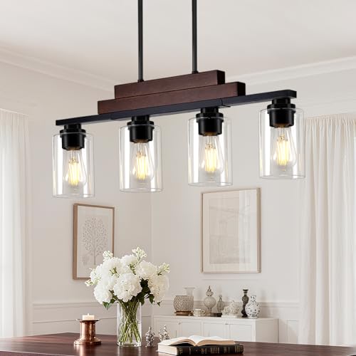 26.4" 4 Light Kitchen Island Lighting (Black & Reddish Brown / 4-Light)