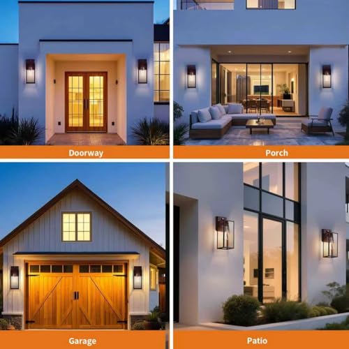 2 Pack 15'' Oil Rubbed Bronze Dusk to Dawn Outdoor Front Porch Lights for Outside (Oil-Rubbed Bronze / Large-14.8'')
