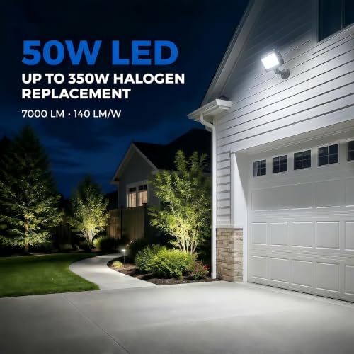 50W 7000LM LED Flood Lights Outdoor (2 Pack)