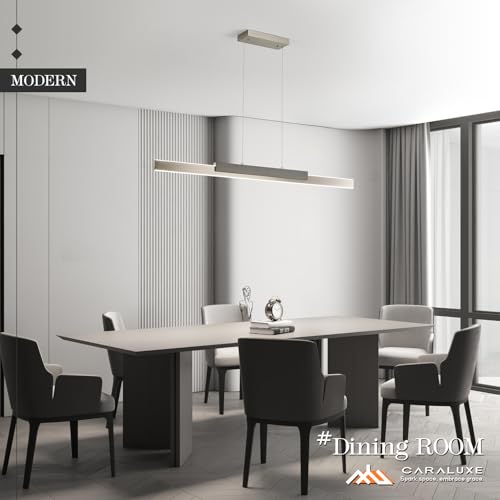 Modern LED Linear Pendant Light 52in Brushed Nickel Chandelier Dimmable (Nickel Wood / 51.2'')