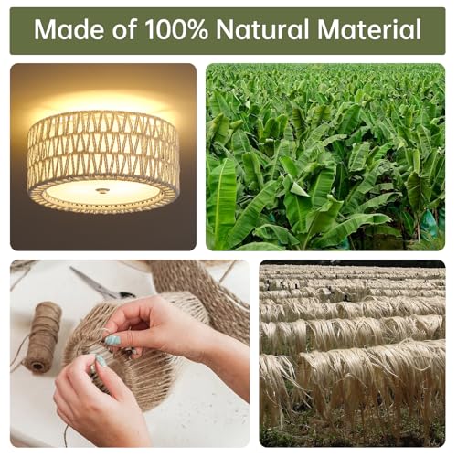 12.6" White Rattan Ceiling Light (White / 12.6")