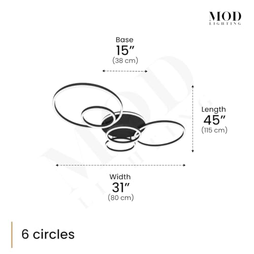 Chloe Flush Mount Ceiling Light (Black Ash / 6 Circles / Warm White)