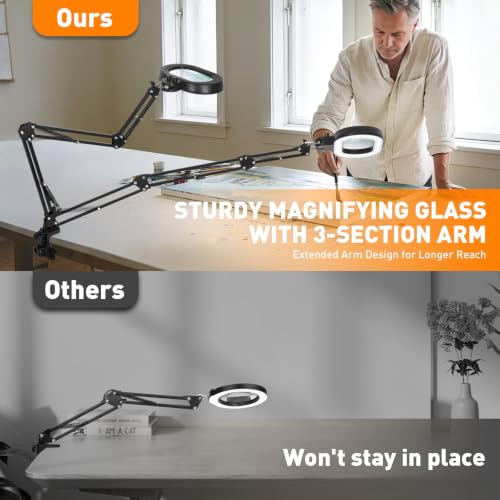 Magnifying Glass with Light and Clamp (5IN)