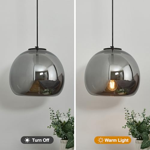 Mirror Smoke Gray Glass Pendant Light Kitchen Island (Mirror Smoke Gray(9.84 in) / 1-Pack)