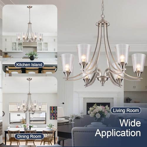 Brushed Nickel Chandelier Light Fixture for Kitchen Island 6 (silver-xl / xlarge-6 light)