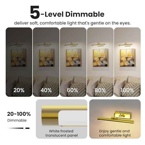 Picture Light for Wall Battery Powered (Brass / 13 Inch (1 Battery))