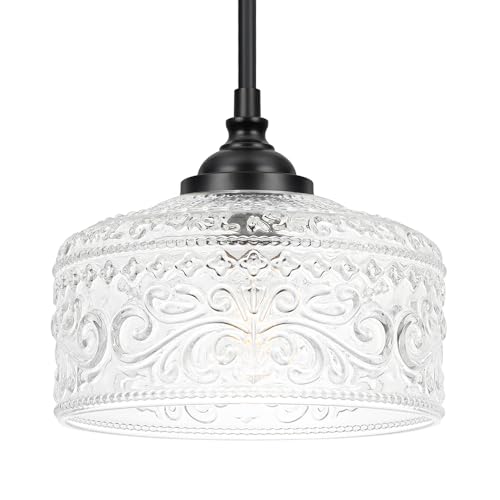 Vintag Pendant Light with Etched Crystal Glass