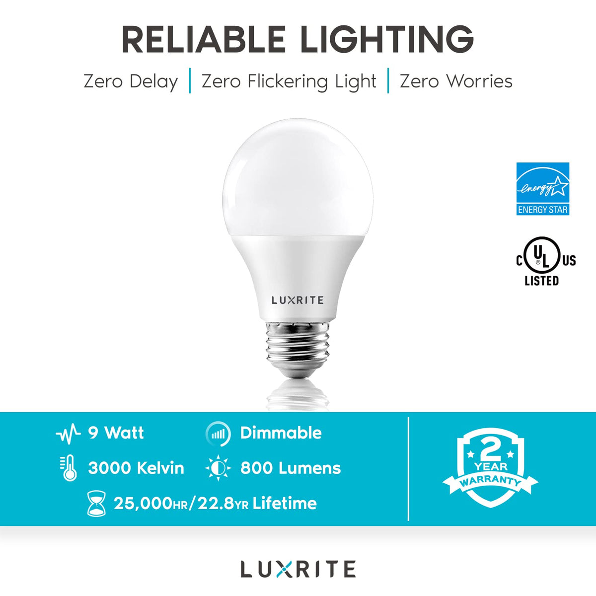 A19 LED Light Bulb 60W Equivalent 800LM (4 Count (Pack of 1) / 3000k (Soft White))