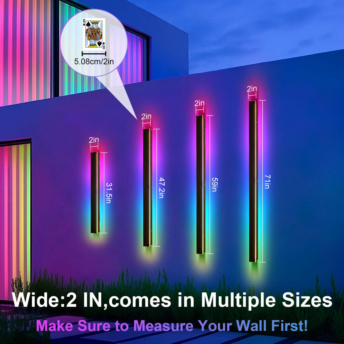 Outdoor Wall Lights (RGB (Red, Green, Blue) / 2pack-70.8Inch*2inch)