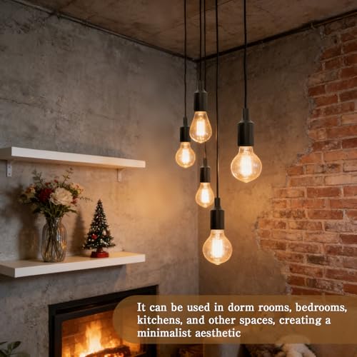 12 Pcs Hanging Light Cord with Switch 6 Feet Light Bulb Socket Cable Lamp Kit Black Pendant Socket Extension for E26 E27 Lamp Socket Lantern