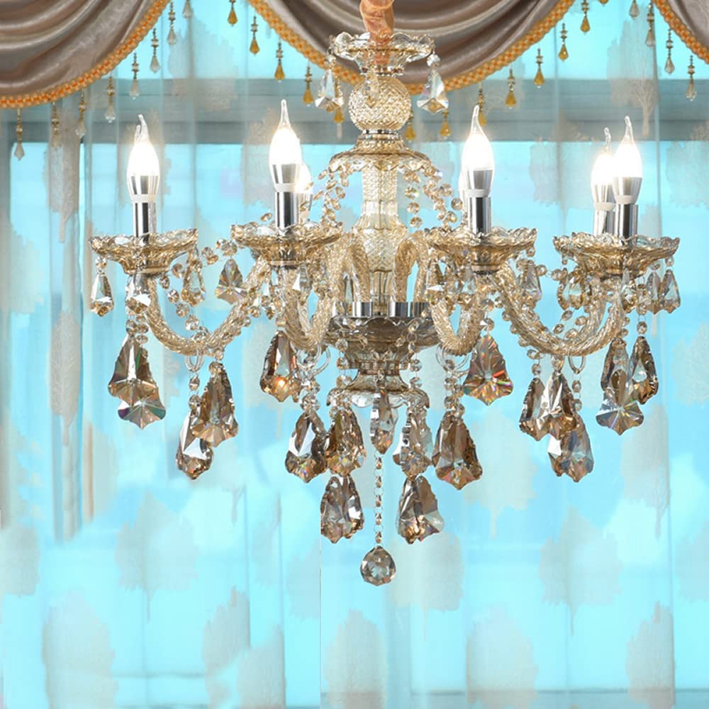 Modern K9 Crystal Chandelier Cognac 6 Lights (6 Lights)