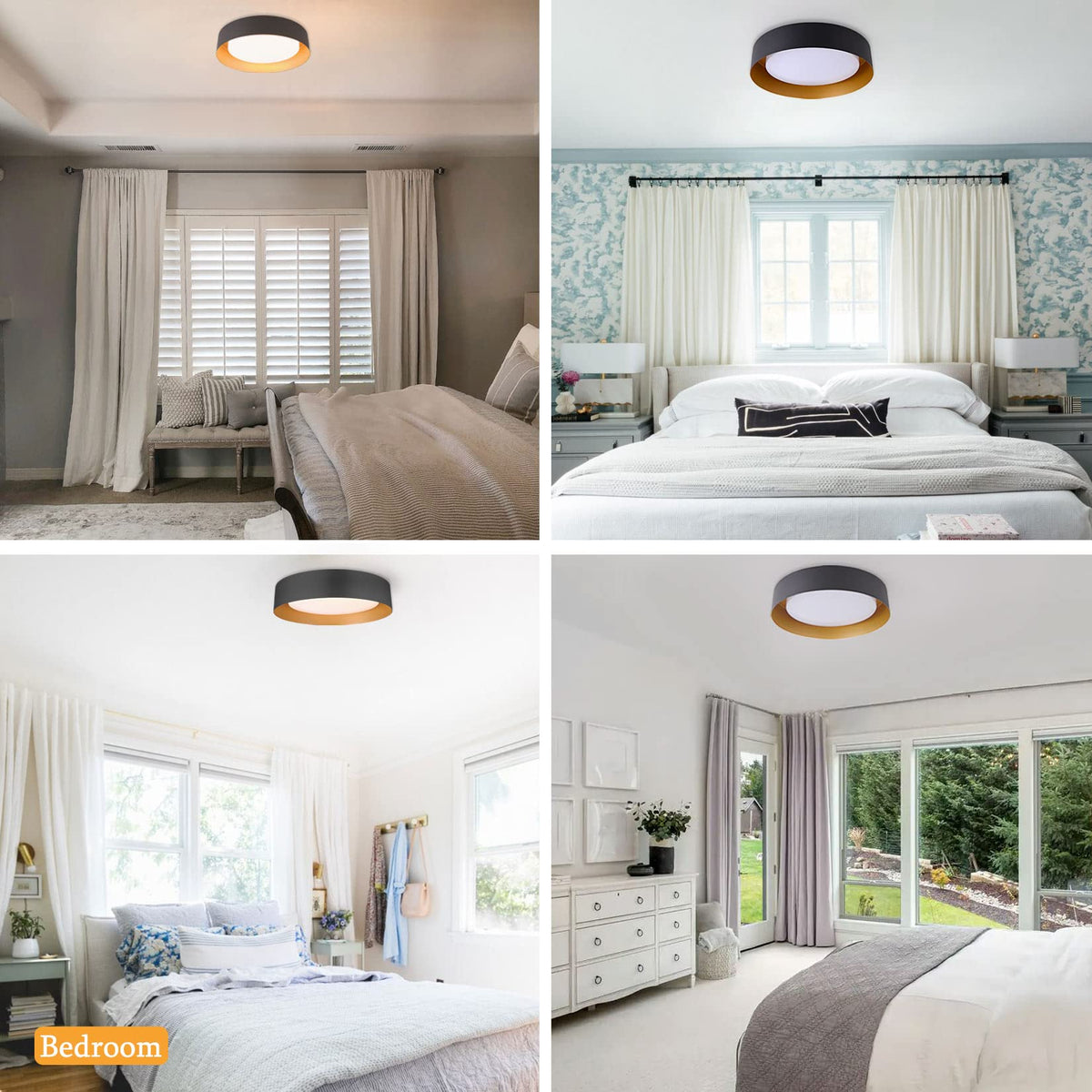 16.5 Inch Flush Mount Ceiling Light (Matte Black / 16.5 Inch-1 Pack)