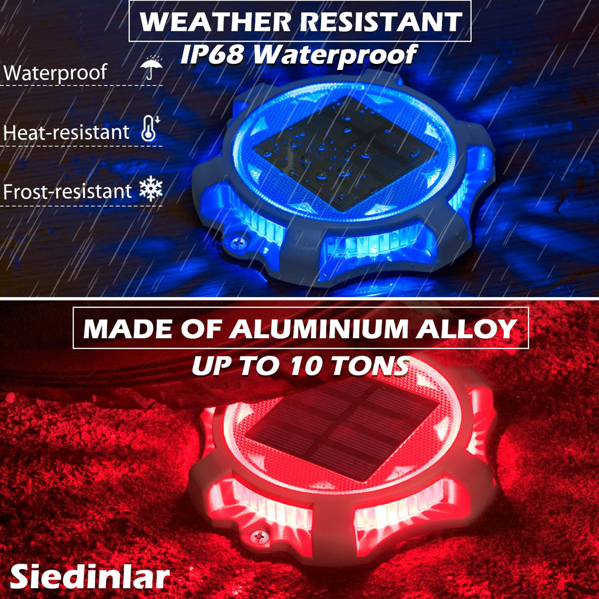 Solar Deck Lights Outdoor (Blue & Red / 1 Pack)