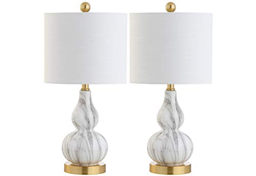 Anya Gourd Glass Table Lamp 20.5" (Set of 2 / Black / White)