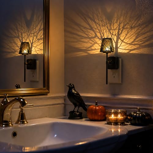 Plug in Night Light Dimmable Metal Crafted Night Light 3000K Warm (Matte Black / 2 Pack)