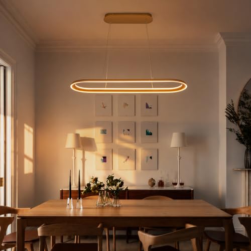 39.4" Dimmable Modern LED Chandelier (Gold / W39.4"-2 Ring)