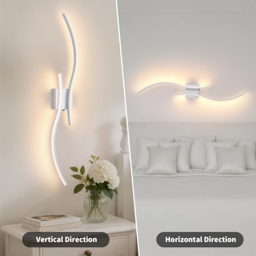 Battery Operated Wall Sconces Set of 2 (White / 38.9 inch)