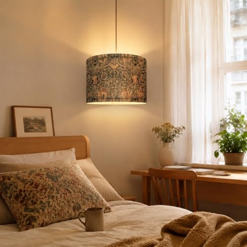 Rustic Vintage Pendant Floral Lamp Shade 13.8x9 Inch (Colorful & floral)