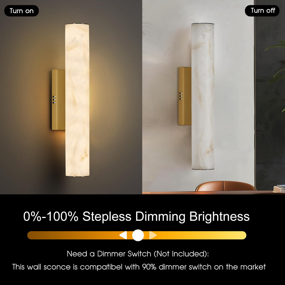 Artisan Alabaster Wall Sconces Set of 2 (Gold-20in-2Pcs)