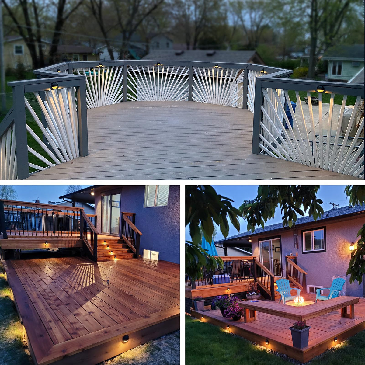 6 Pack Outdoor Low Voltage LED Deck Post Lights (Black-2700K / 6-PACK)