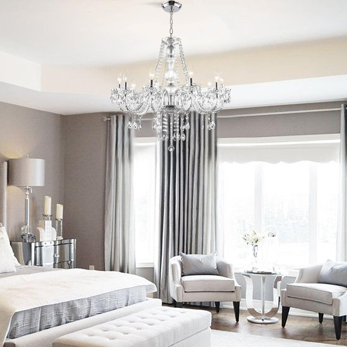 Acrylic Crystal Chandelier Clear 25 * 27.5in 10 (Clear / 10-Light)