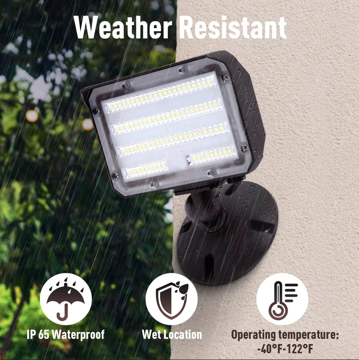 60W LED Flood Light Dusk to Dawn Knuckle floodlight 5000K 7800Lm ETL Listed