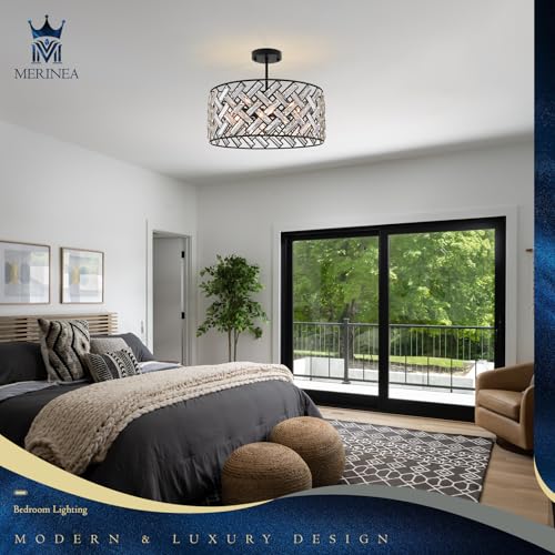 Black Crystal Chandelier 18" Drum 6 (Medium Drum Black)
