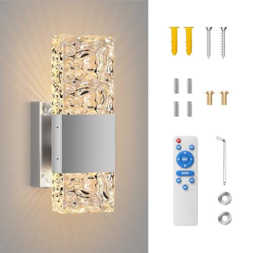 Battery Operated Wall Sconce (Crystal Silver 9.3In)