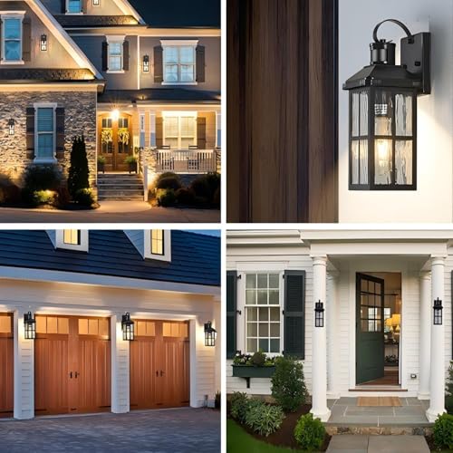 Motion Sensor Porch Light Dusk to Dawn Outdoor Wall Light (Black)