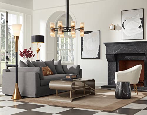 Piazza 72 1 2" Tall Brass and Black Torchiere Floor Lamp (Black and Gold)