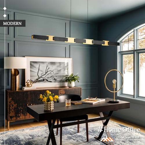 Modern LED Linear Pendant Light 52in Chandelier Lighting Dimmable (Black Gold / 51.2'')