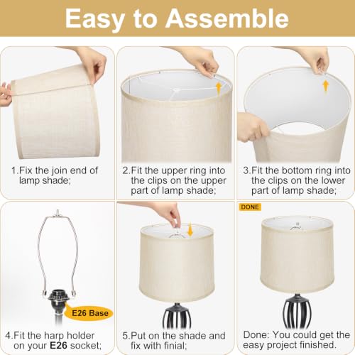 Lamp Shades Set of 2 (Champagne Beige / 11.6" x 12.6" x 9.8")