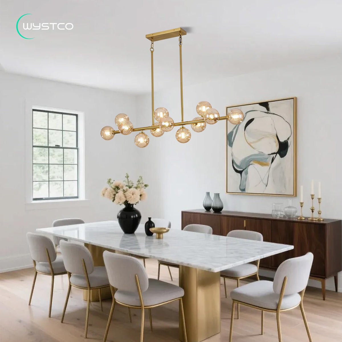 50" Large Glass Globe Sputnik Chandelier (Gold Amber / 12-Light 50 Inch)