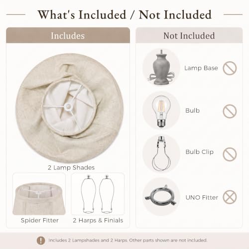 Beige Natural Linen Bell Lamp Shades Set of 2 (Beige / Medium - 6.5×13×10 in)