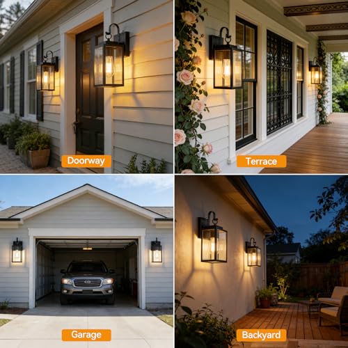 2-Pack 11.8-Inch Dusk to Dawn Outdoor Wall Light, All-Metal Frame (11.8'' 2 PACK / Black)