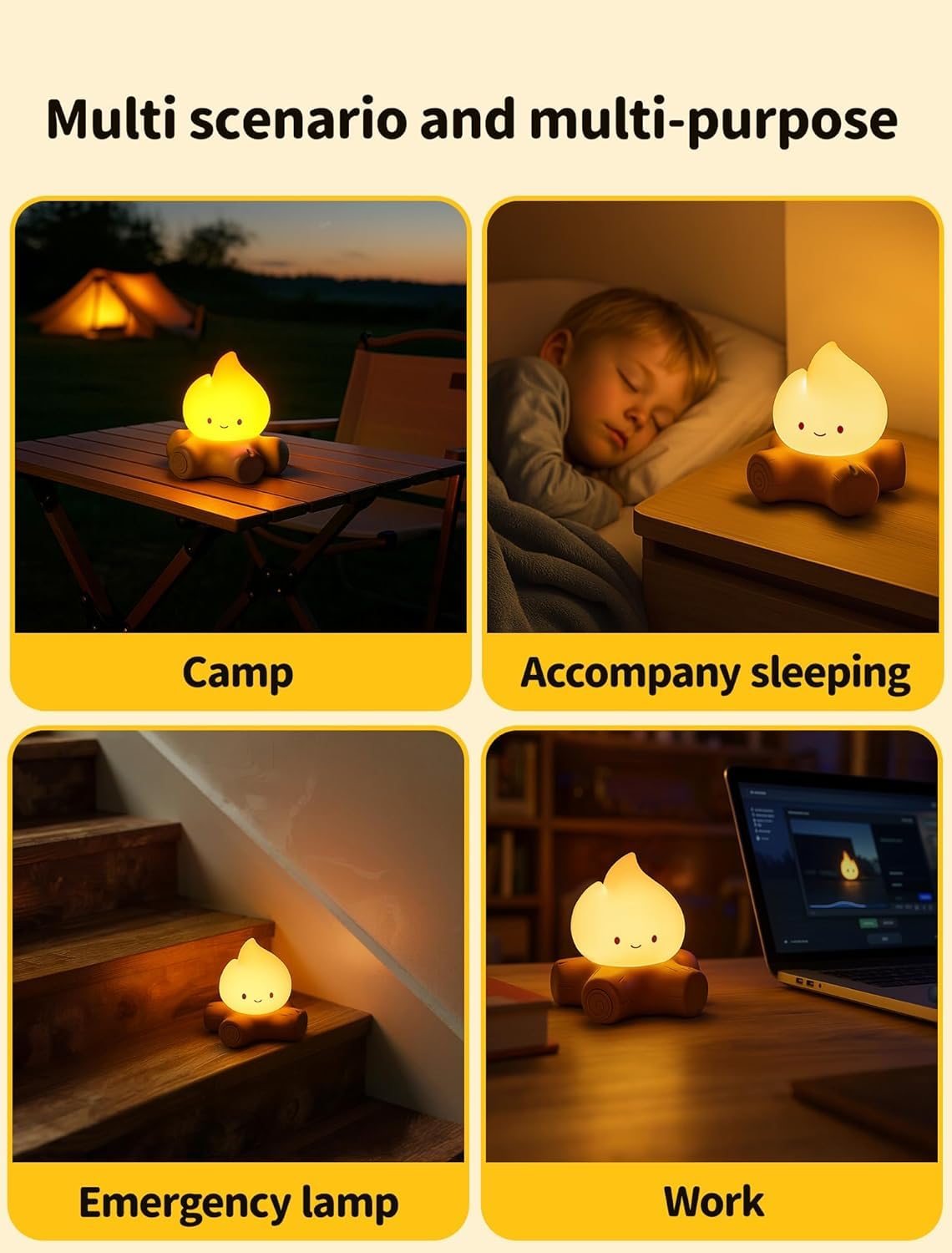 3Pcs Campfire Night Light (Campfire(3 Pack)-White Noise)