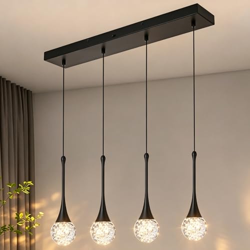4 Light Modern Crystal Black Chandelier (Black / Rectangle Pendant 4-Light)