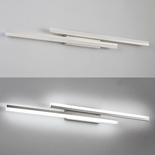 48 Inch Bathroom Light Fixtures Brushed Nickel Vanity Light Bar LED Modern Bath Wall Lighting Over Mirror (Nickel-Non Dimmable / 48inch)