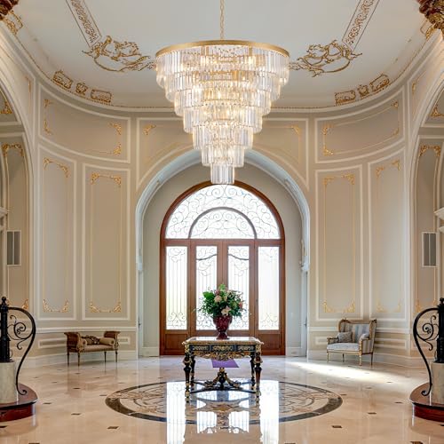 Gold Crystal Chandeliers 22 Lights 36" Luxury Round Chandelier (Gold / Large-35.4”)
