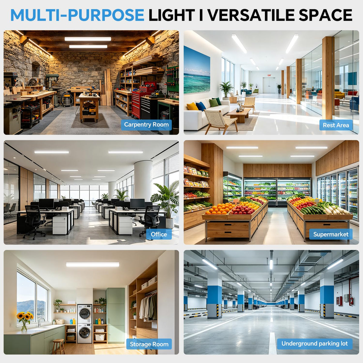 4ft LED Linear Light Fixture (No Suspension Kit / 4FT-6P)