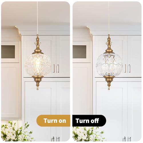 Antique Pendant Light Set of2 Glass Kitchen Pendant Lights Over Sink (Gold)